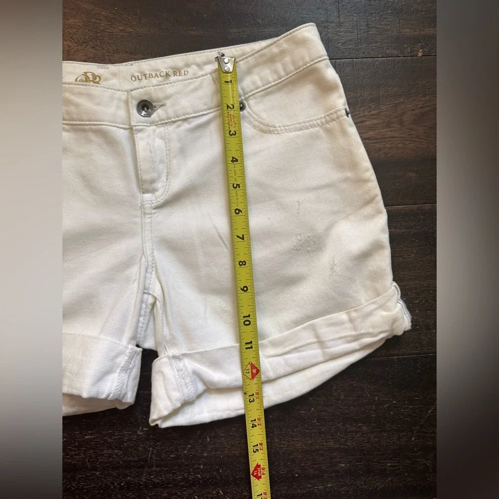 White Midrise Stretchy Denim Shorts